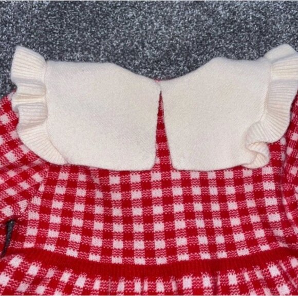 Vintage Infant Girl's Sweater Dress Red White/ Kitty 6-9 Months Cashmere Blend - Picture 7 of 13